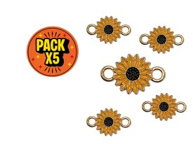 Dije Esmaltado Girasol Doble Agarre Amarillo